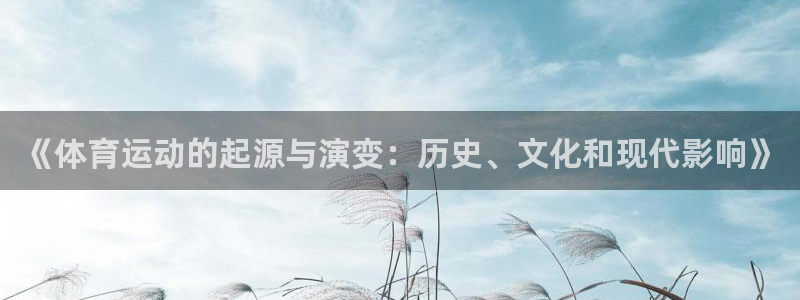 熊猫体育app官方入口：《体育运动的起源与演变：历史、文化和现代影响》